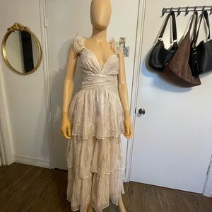 Lulu's Cream Layered Maxi Dress